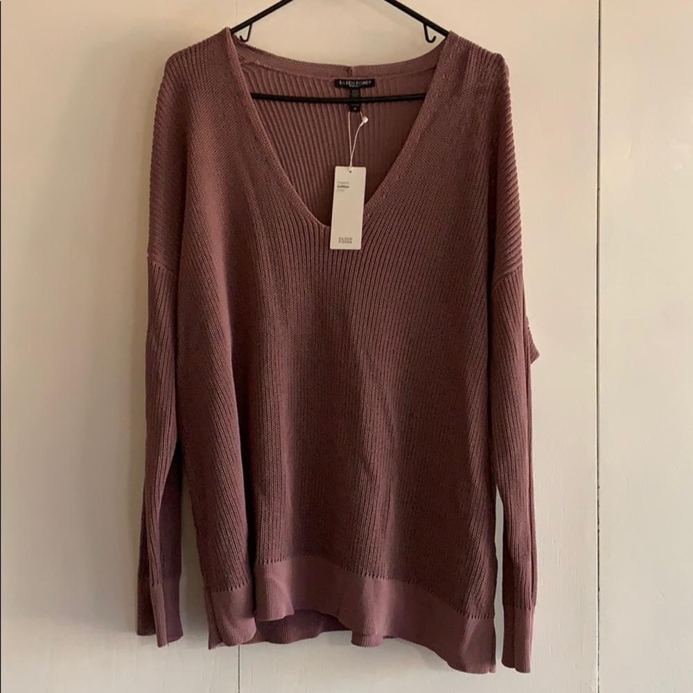 Eileen Fisher Organic Cotton Cord V-neck Sweater